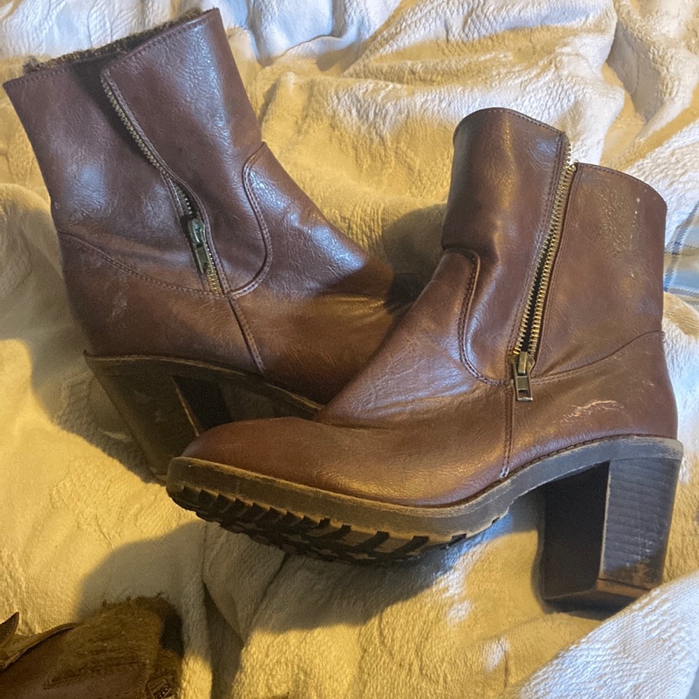 Brown heeled ankle boots